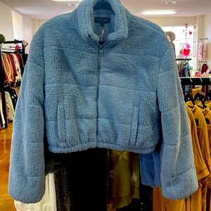 Little blue furry jacket made by Love Tree